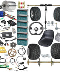 32 Inch Go Kart Rear Axle Kit With Steering Parts And 72V 3000W Electric Motor Kit Includes Five Inch Wheels And Tires And A Go Cart Seat For Upgrade DIY Drift Trike Dolly Cart ATV Quad Buggy Four Wheelers components layout
