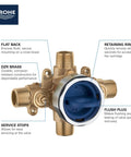 GrohSafe 3.0 Pressure Balance Rough-In Valve For Showers with Flush Test Plug and No-Fuss Flat Back Mounting, DZR brass