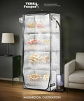 Mushroom Grow Tent With 6500K LED Light And Timer, Four Tier Shelves Fit Up To Eight Monotubs, Mini Indoor Greenhouse for home use
