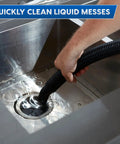 5 Gallon Wet And Dry Shop Vacuum With 3 Peak HP 65 CFM 16 Foot Reach Includes 8 Accessories With Cartridge Dry Filter And Foam Wet Filter VOC507PF Great For Home Or Shop Cleanup cleaning liquid from sink