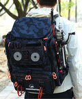 Fishing Backpack With Rod Holders And 42L Capacity, 900D Water-Resistant Oxford Tackle Bag For Men, black camo design