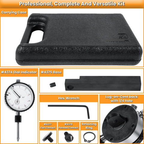 Pro-Grade Sleeve Height And Counter Bore Gauge for All Diesel Engines with carrying case, dial indicator, and accessories