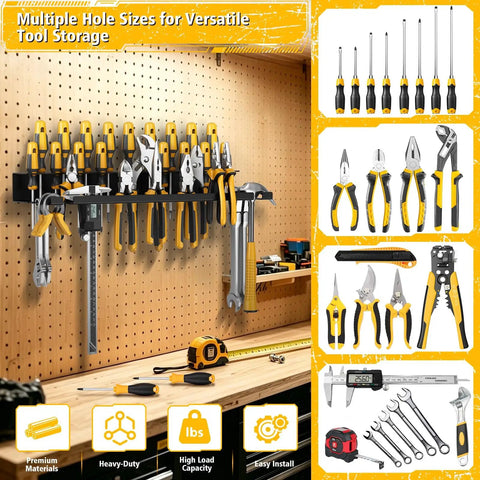 Heavy Duty Metal Screwdriver Organizer Wall Mount With 43 Holes Pliers And Small Tool Holder Rack for garage workshop