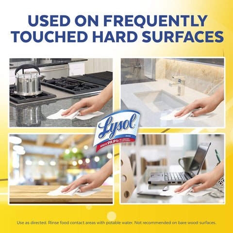 Beat Germs With Multi Surface Disinfecting Wipes That Kill 99.9 Percent Of Viruses And Bacteria Including COVID 19 Lemon And Lime Blossom Scent 80 Count Pack For Easy Wipe Downs used on kitchen counter, sink, table, and laptop surfaces.