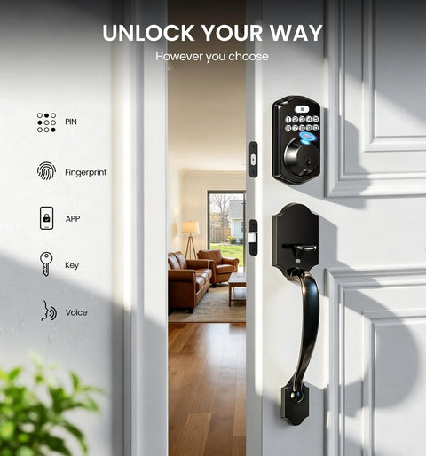 Slick WiFi Smart Front Door Lock Set With Matte Black Handle And Keyless Entry Remote App Control No Hub Required For Game Changing Home Security Upgrade And Legit Peace Of Mind Daily