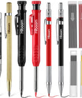 10 Pack Mechanical Carpenter Pencils Set With Sharpener Deep Hole Marker 2.8mm Refills 36Pcs Automatic Center Punch And Carbide Scribe Tool