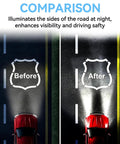 Comparison of road visibility before and after using Hood Hinge Light Mount Brackets for Silverado 1500 2014 2018 Chevy Easy Install with Two Extra Mounting Holes for 3 Inch Cube Pod Lights Off Road Ready Accessories.