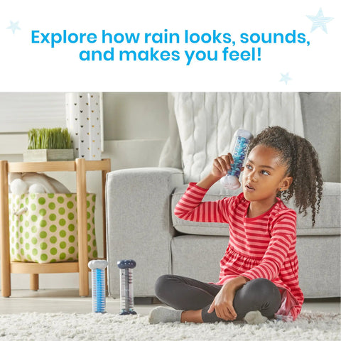 Child using Calming Rain Sensory Tubes For Kids, Chill Rain Sound Fidget Toys, Rain Stick Instrument, Toddler Sensory Toy indoors