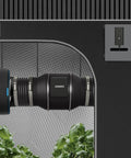 4 Inch Inline Duct Fan With Pwm Ec Motor And Wired 10 Speed Controller For Grow Tent Ventilation installed with flexible tubing and plants.