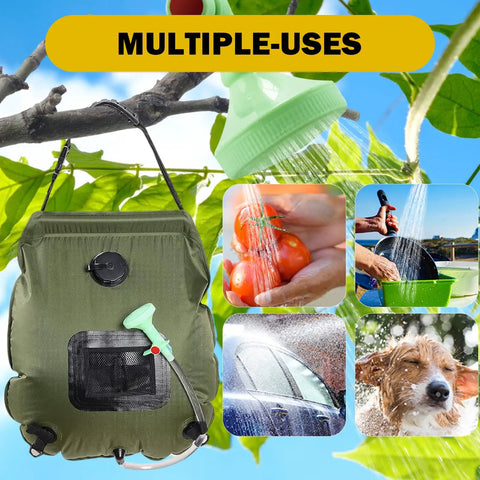 Solar Shower Bag 5 Gal 20L For Camping And Beach Trips, Heats Water To 113 Fahrenheit In 3 Hours With Direct Sun, Portable Outdoor Shower With Removable Hose And On Off Switchable Head used for multiple outdoor tasks