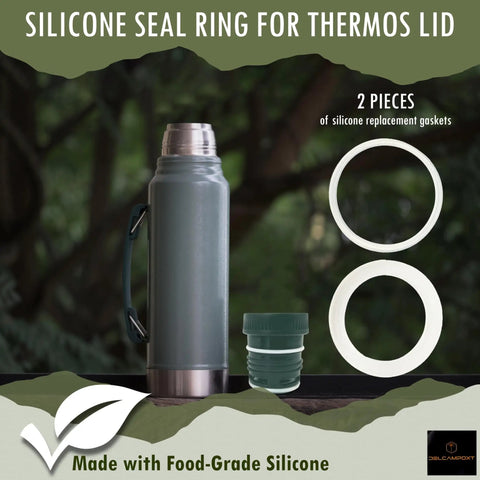 2 Pack Replacement Gaskets For Classic Vacuum Insulated Wide Mouth Bottles - BPA Free Silicone Seals shown with bottle