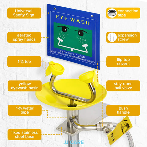 Eye Wash Station With Free Eye Wash Sign Wall Mounted Stainless Steel Eye Wash Station With Dual Spray Heads