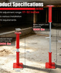 Badass Heavy Duty Adjustable House Floor Jacks With 10000 Lbs Unshakeable Hold Rock Solid Screw Support Posts height adjustment specs 17-32 in