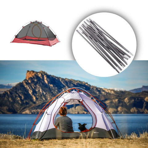 Lightweight 7001 Aircraft Grade Aluminum Tent Poles Replacement Kit Dual Pole Set For Camping with red and gray tent