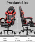 Product dimensions of Ergonomic Gaming Chair With Footrest And Lumbar Support, Height Adjustable Office Chair with 360 Degree Swivel