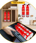 Four Pack Upgraded Eight In One Portable Water Based Fire Extinguishers With Mount, stored in cabinet and drawer