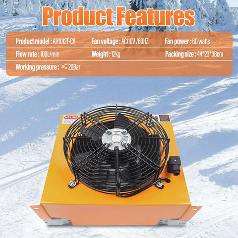 60W Hydraulic Oil Cooler With 110V 60Hz AC High Power Fan Radiator Heat Exchanger 100 Liters Per Minute Flow Forced Oil Cooler
