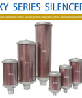 Smooth Operator Heavy Duty Air Compressor Muffler And Dryer Silencer XY Series silencer models for diaphragm pumps and mechanical equipment.