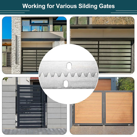 4 Pack Steel Gear Rack Kit 6.6 Ft Total Length Heavy Duty Reinforced Rack With Mounting Hardware For Sliding Doors And Gate Openers Straight Gear Rack System Built Tough on sliding gates