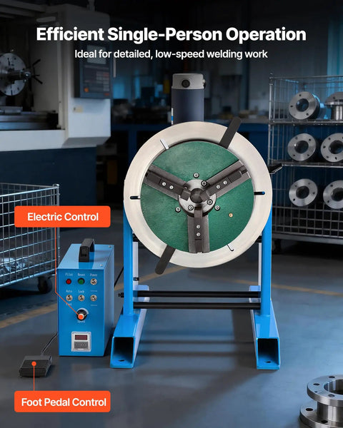 Heavy Duty Rotary Welding Positioner 661 Lbs Load Capacity, Electric Turntable With Foot Pedal Speed Control Tilt Table for low-speed welding.