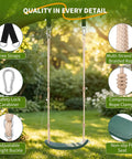Weatherproof Kids Swing Seat With 264 Lb Capacity, Built To Last Heavy Duty Tree Swing, Ergonomic Design in green backyard