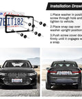 Installation guide for Stainless Steel License Plate Frames 2 Pack With 4 Hole Mount For US Vehicles Includes Screws Washers Caps Black