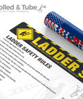 OSHA Ladder Safety Poster With 3 Points Of Contact And 4 To 1 Ladder Angle Guide, 18x24 in waterproof, rolled in tube
