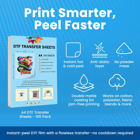 Transfer Film Sheets A4 8.3 By 11.7 Inches Double Matte With Hot Peel And Cold Peel box with product benefits