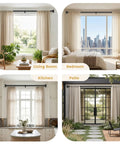 Heavy Duty Black Wrap Around Curtain Rod Set, Adjustable 66 To 120 Inch, Room Darkening Matte Black Drape Rod in living room, bedroom, kitchen, and patio