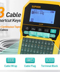 Top Shelf Bluetooth Label Maker With Mini Qwerty Keyboard For Heavy Duty Cable Tags And Heat Shrink Tubing Printing showing shortcut keys and display