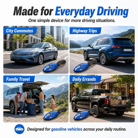 Fuel Saver 2 Pack for Cars and Trucks 2026 Upgrade Fuel Sync Device Gas Saver in use during travel scenarios.