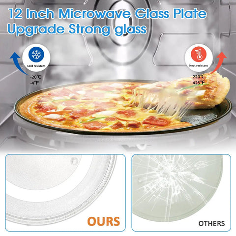 12 Inch Microwave Glass Plate Replacement For 1.5 And 1.7 Cu Ft Turntables With Y Shaped Hole And 3 Center Notches in oven