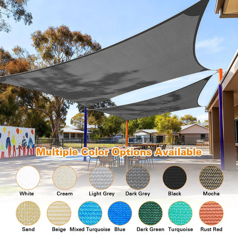 Rectangle Sun Shade Sail Canopy For Outdoor Patio And Pergola 20 By 20 Feet UV Block Dark Gray over patio
