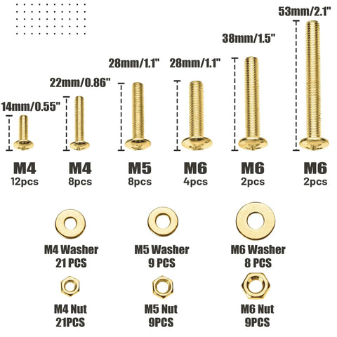 Heavy Duty Galvanized Iron Bolts And Nuts Assortment Kit With Washers 113 Piece Hardware Set For Home Repairs And DIY Projects, including various sizes.