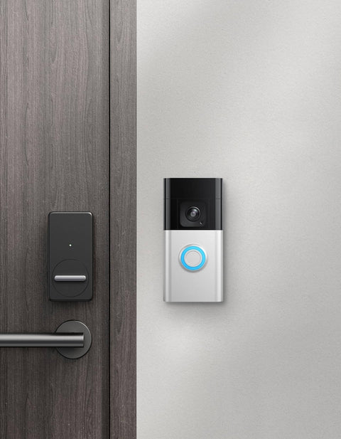No Drill Ring Doorbell Mount For Renters Adhesive Stick On Solution on wall with digital lock, fits Ring Video Doorbell models