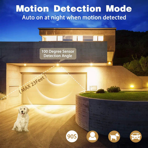 Outdoor Flood Light Bulbs Motion Activated PAR38 LED With Dusk To Dawn Sensor illuminating driveway with dog