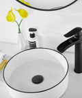 Matte Black Farmhouse Vessel Sink Faucet With One Hole, Tall Above Counter Waterfall Style, Single Handle, Drip Free Ceramic Disc