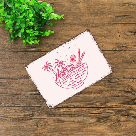 Funny Vintage Metal Sign Summer Ramen 2 Tin Wall Art For Home Room Garage Office Decor 8x12 Inches Aluminum Lightweight Rustic Poster