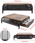 Rustic K Cup Holder And Storage Drawer With Side Baskets 30 Cup Capacity Wood Top Coffee Station Organizer For Kitchen Or Office Brown Durable Wood Finish Keeps Your Coffee Area Neat And Stylish, showing dimensions and metal mesh details.
