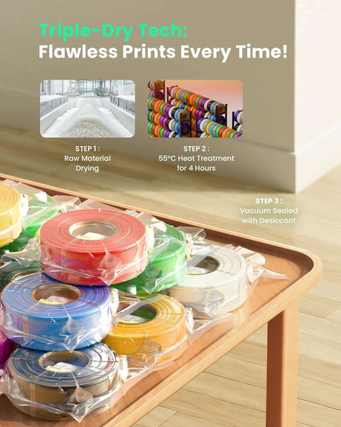 Premium 1.75mm Black PLA Filament Refill for Reusable Spools, 1kg, Built For Bambu Lab Printers, showcasing spools in packaging