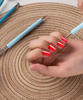 2 In 1 Dotting And Brush Tool For Clay And Nail Art Silicone Ball Stylus Set With Five Blue Handles Ceramic Dotting Tools For Rock Painting Pottery Embossing Blending Drawing And Modeling used on red nail art