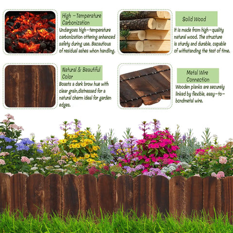 Flexible Garden Edging Kit Three Pack No Tools Required 11.8 Ft Total Length Easy Bend Wooden Border For Flower Beds