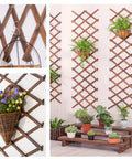 Expandable Wood Lattice Panels For Outdoor Decor 75 X 11.8 Inches Adjustable Fence Wall Garden Trellis Frame For Climbing Plants Like Ivy Roses And Vines Easy Install Patio Yard Accent 1 Pack shown with plants