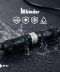 M12 L Coded 4 Plus FE Unshielded Power Cable Connector IP67 for 8 to 13mm Cables, Screw On M12 Thread, Industrial Grade, Field Ready Rugged Waterproof IP Rated, DIN EN IEC 61076-2-111 Compatible, black connector on cable
