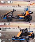 Two views of Licensed McLaren Electric Go Kart For Kids With Drift Pedal, 400W Dual Motors, 10Ah Battery, LED Lights, Racing Flag