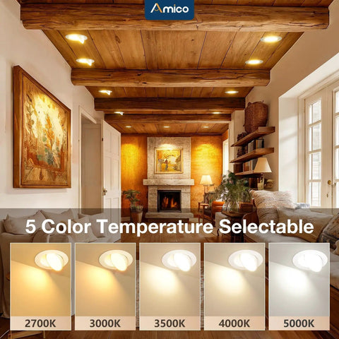 Real Deal 12 Pack 6 Inch 5Cct Dimmable Led Recessed Ceiling Lights With Hecka Bright 360 Degree Adjustable Tilt For Kitchen Bedroom And Living Room Easy Drop Install in living room with wooden ceiling.