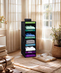 Multipurpose Hanging Closet Rack With Five Built In Dividers Weekly Garment Sorter Space Saving Home Organizer for kids with shirts.