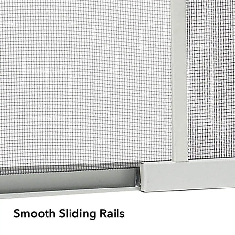Close-up of Adjustable Window Screen For 15 To 25 Inch Openings, 10 Inch High, showing smooth glide rails and bright mesh