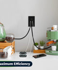 High Speed USB Wall Outlet With Tamper Resistant Receptacles in kitchen powering multiple devices, nickel finish, 15A household outlet.