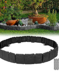 No Dig Garden Edging Border With Landscape Anchoring Spikes Black Stone Effect Plastic Lawn Edging Fencing For Interlocking Yard Edging
